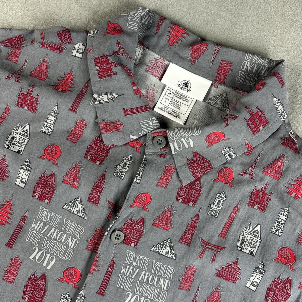 Disney Parks Food And Wine Festival 2019 EPCOT Button Up Camp Shirt Size Large